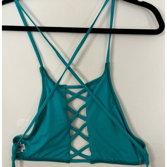 Dippin’ Daisy’s aquamarine, swim top, crisscross front pattern, back straps, M - Picture 5 of 6